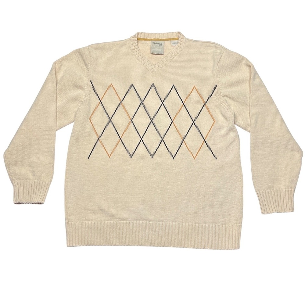 Vintage Y2K‎ Timberland Cotton Sweater Men's Large Brown Heritage EUC